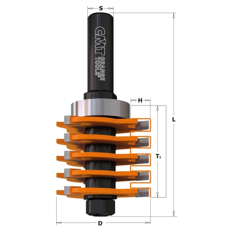 Schema dimensională a frezei CMT pentru îmbinare finger joint 8/900.616