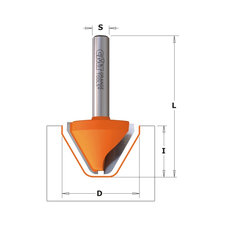 Freză CMT 7/8/949 pentru gravare 60° – dimensiuni S, L, I și D