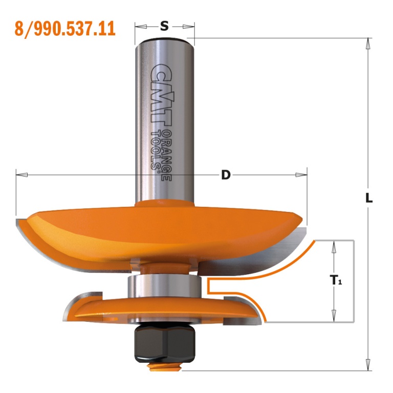 Freze CMT pentru panouri cu freză de spate seria 8/990.5 – desen cotat CMT