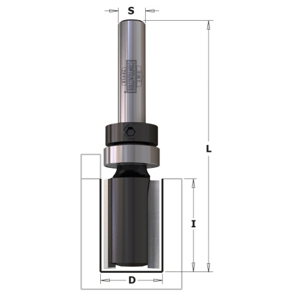 Freză economică CMT Contractor K911B cu rulment superior – desen dimensional D, I, L, S