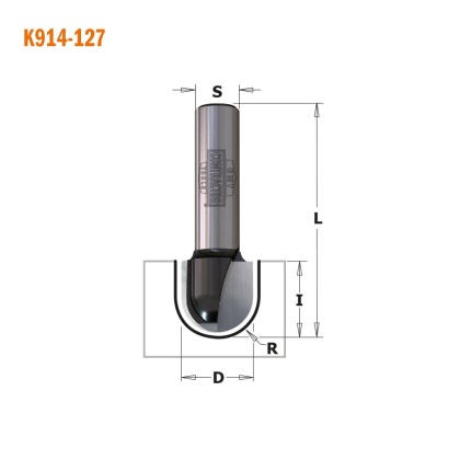 CMT Contractor K914-127, desen tehnic al frezei pentru caneluri rotunjite cu raza R 6,35 mm