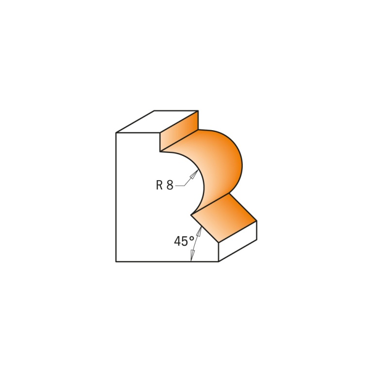 Profil de frezare CMT 954.080, R8 și teșire 45°