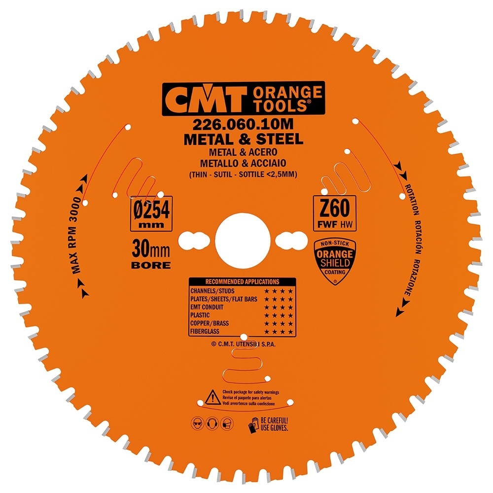 Pânză circulară CMT 226.060.10M pentru metal Pânză circulară CMT 226.060.10M, diametru 254 mm, 60 de dinți