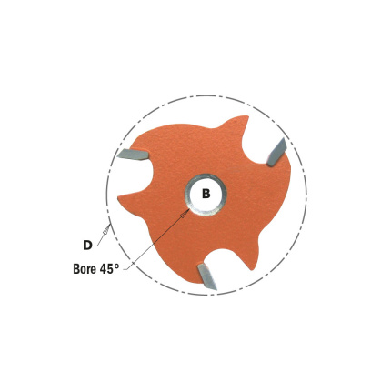 Freze CMT 823 – alezaj B=8 mm teșit la 45° și diametru D