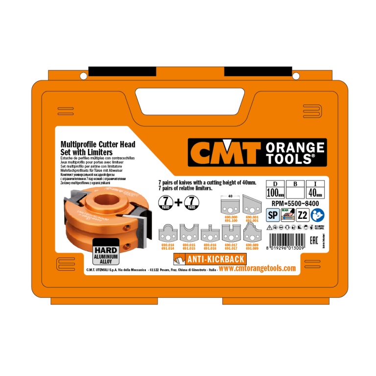 Set de frezare în valiză CMT 693B; configurația 693.013.06 cu alezaj 50 mm